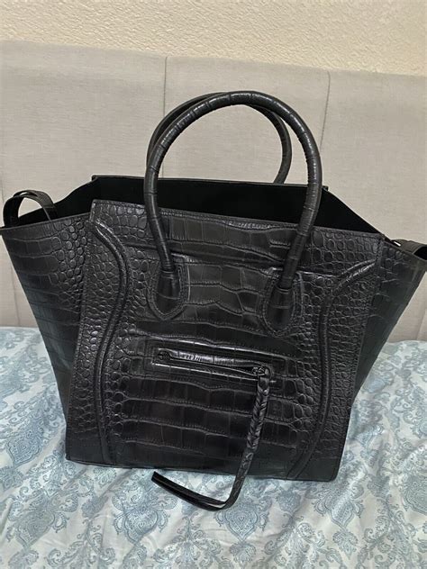 celine luggage crocodile|CELINE Crocodile Embossed Calfskin Medium Phantom .